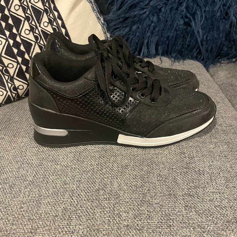 Black Wedge Sneakers